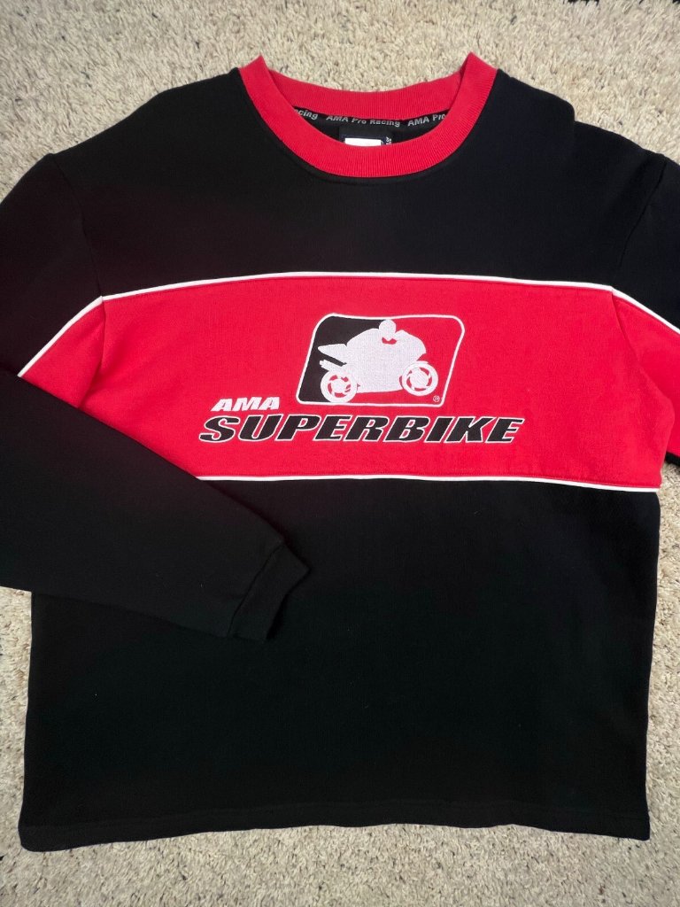Ama Superbike Racing Sweatshirt Black Red Medium Dfy Sports Logoworks Pro Racing